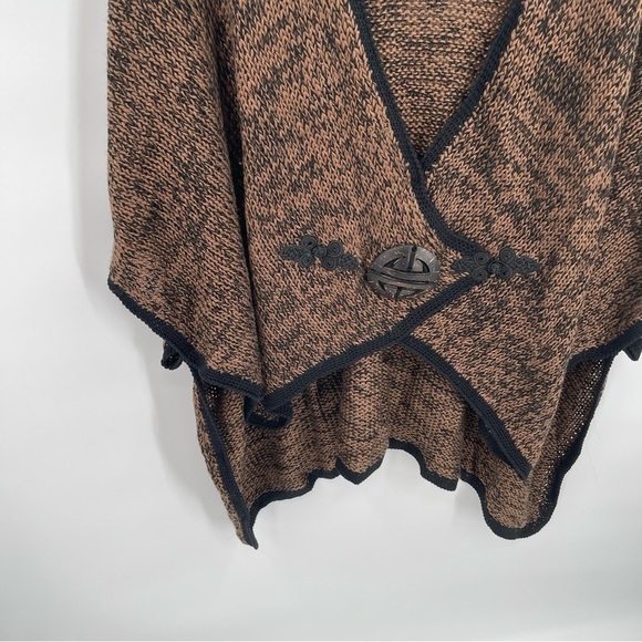 Soft Surrounding womens Knit Crochet Casual Cape One Size brown black - Picture 3 of 10